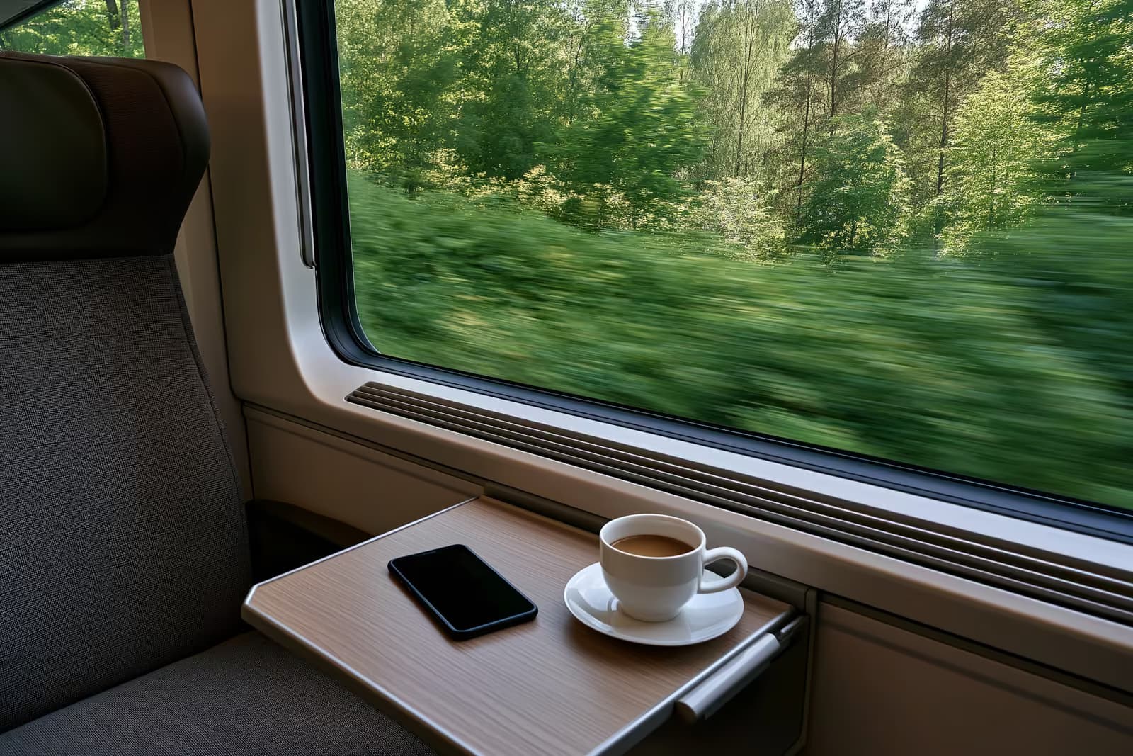 Скоростной поезд ICE компании Deutsche Bahn ожидает на платформе немецкого вокзала утром.