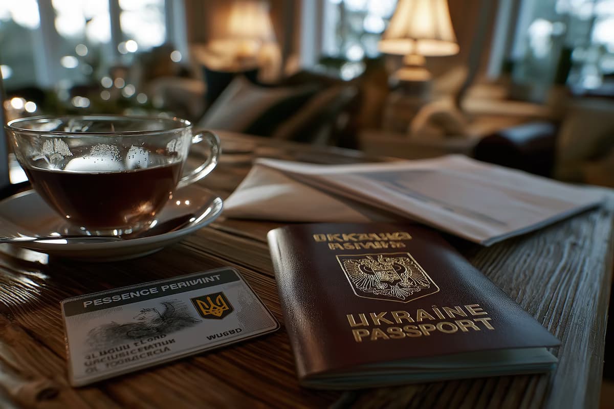 В немецком доме на столе рядом лежат вид на жительство и украинский паспорт.